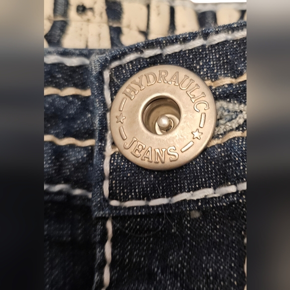 Hydraulic Exposed Stitching Dark Wash Denim Jean Maxi Skirt 7/8 Y2K Distressed - Picture 8 of 9